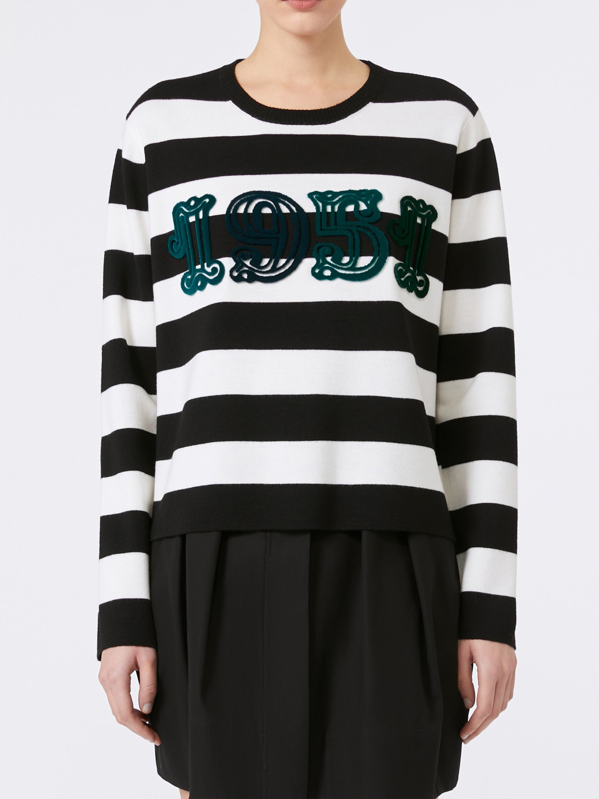 Black Viterbo Boxy Striped Wool Sweater