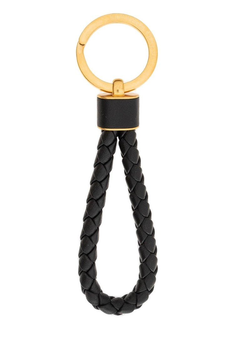 Braided Black Leather Keyring
