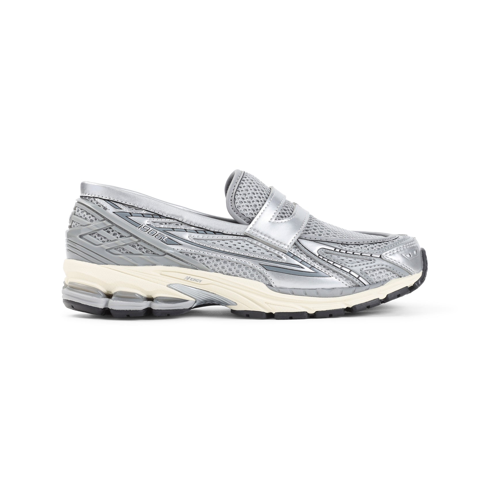 Futuristic Slip-On Sneakers with Metallic Textile Upper