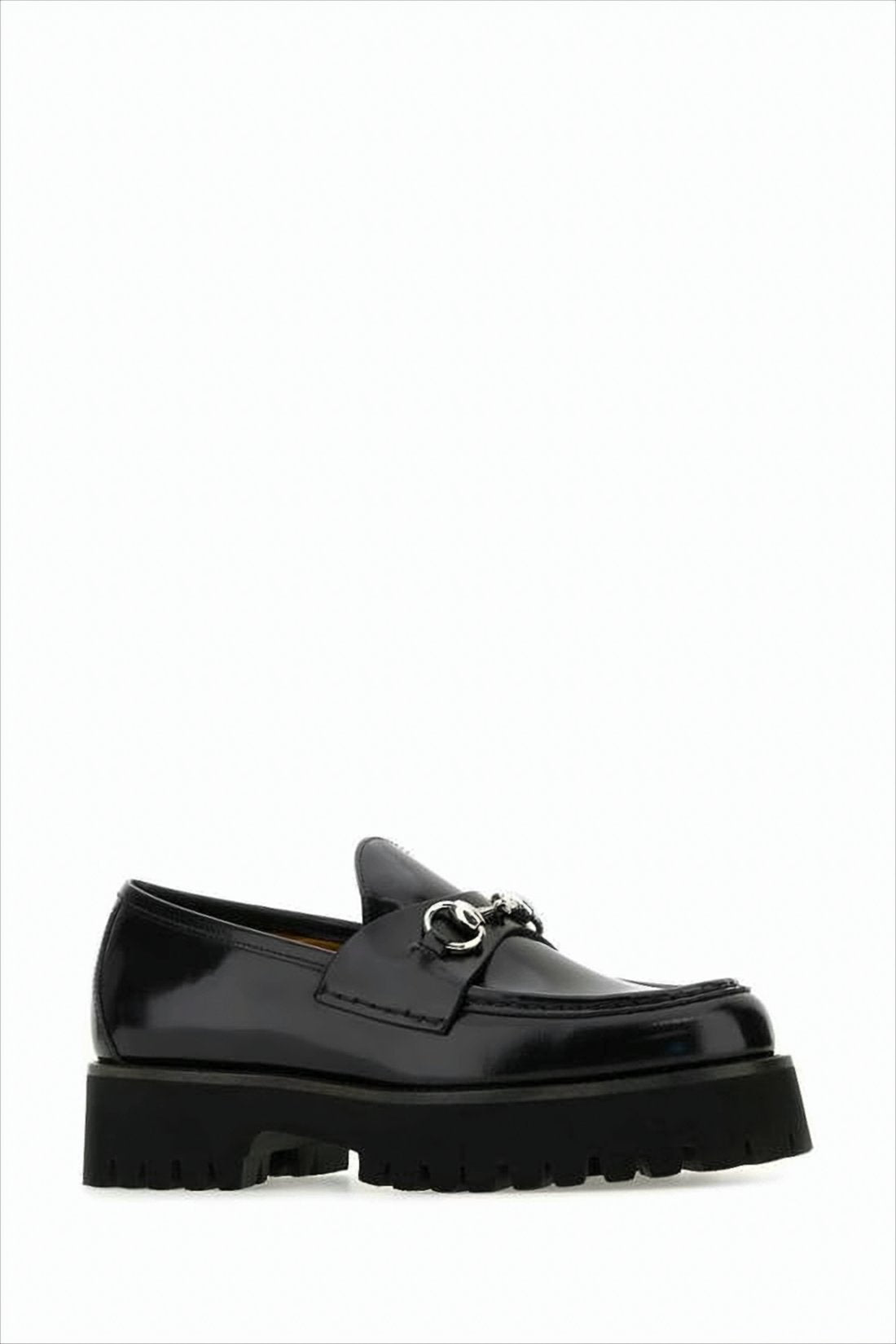 Polished Leather Loafers With Metallic Horsebit Detail