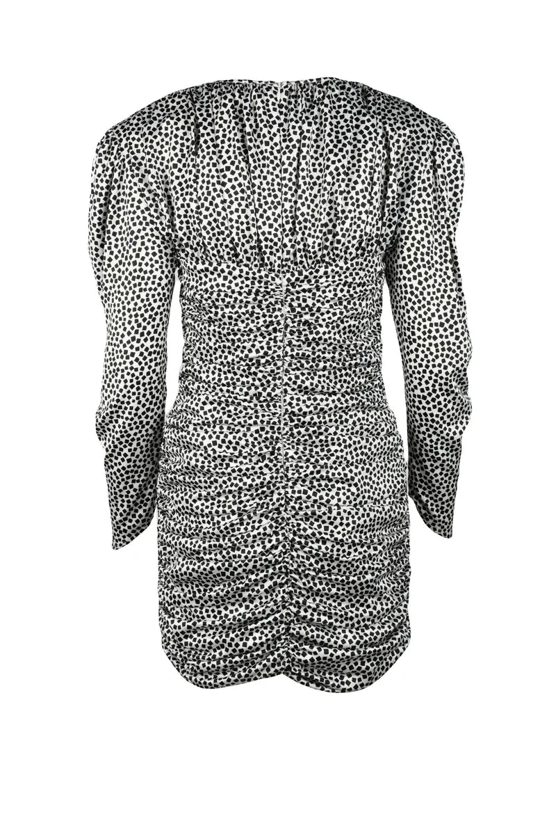 Short Ruched Dress - White/Black