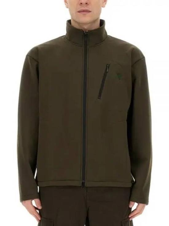 Minimalist Brown Zip-Front Jacket with High Collar