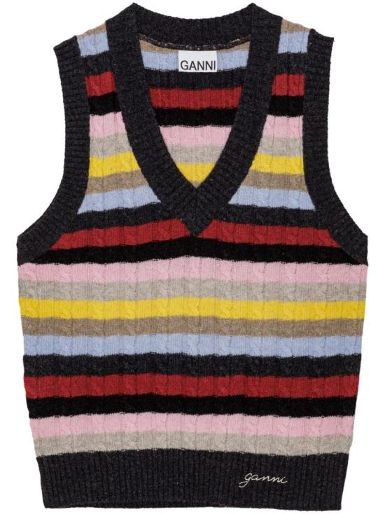 Vibrant Multicolor Striped Knit Vest