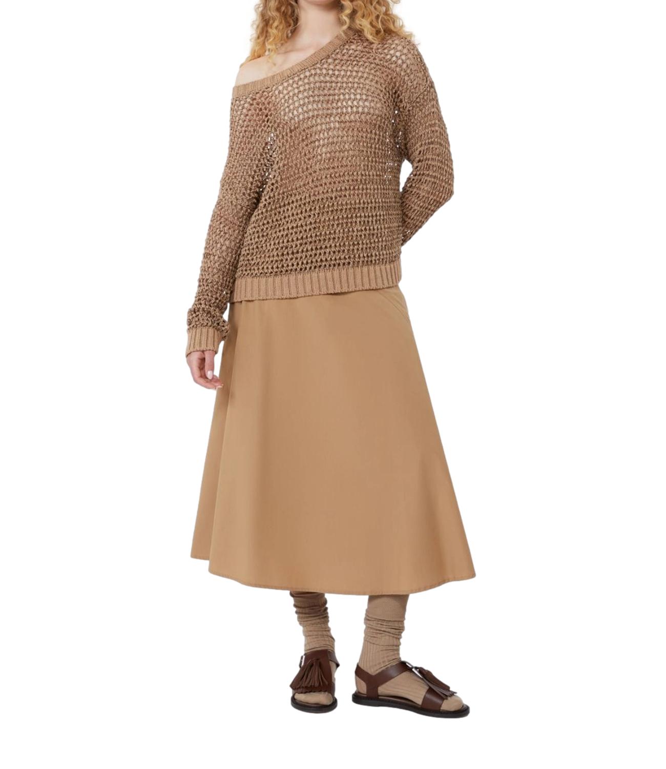 Cuoio Brown Wkdzattera Cotton Skirt