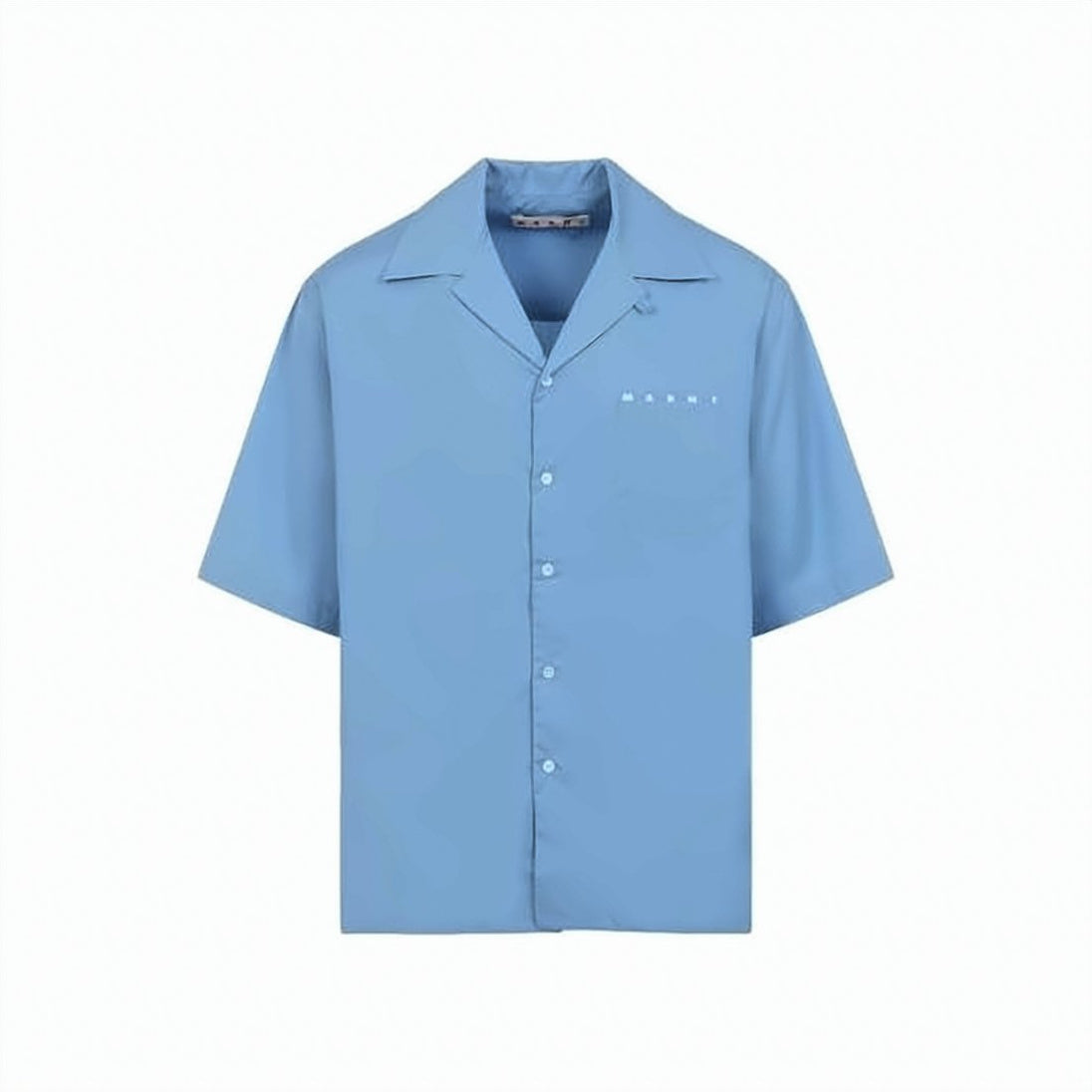 Relaxed Fit Blue Short-Sleeve Shirt