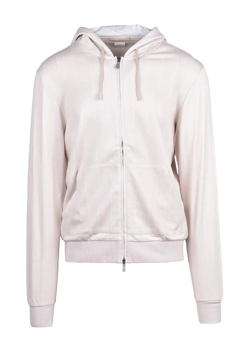 Cotton Cashmere Silk Zip Sweatshirt - Beige