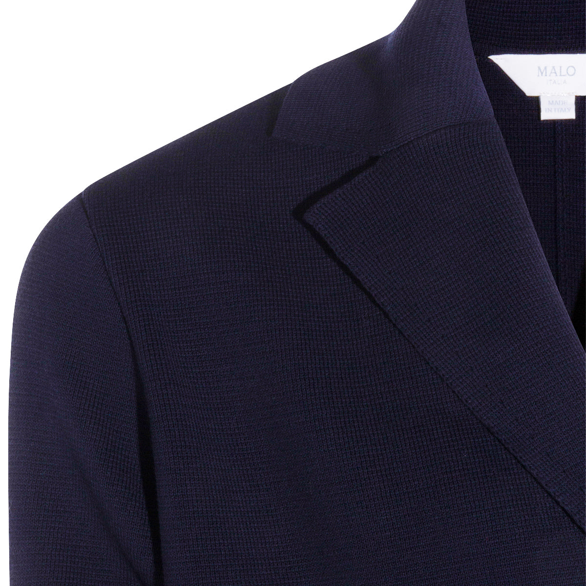Navy Cotton Blazer With Lapel Collar