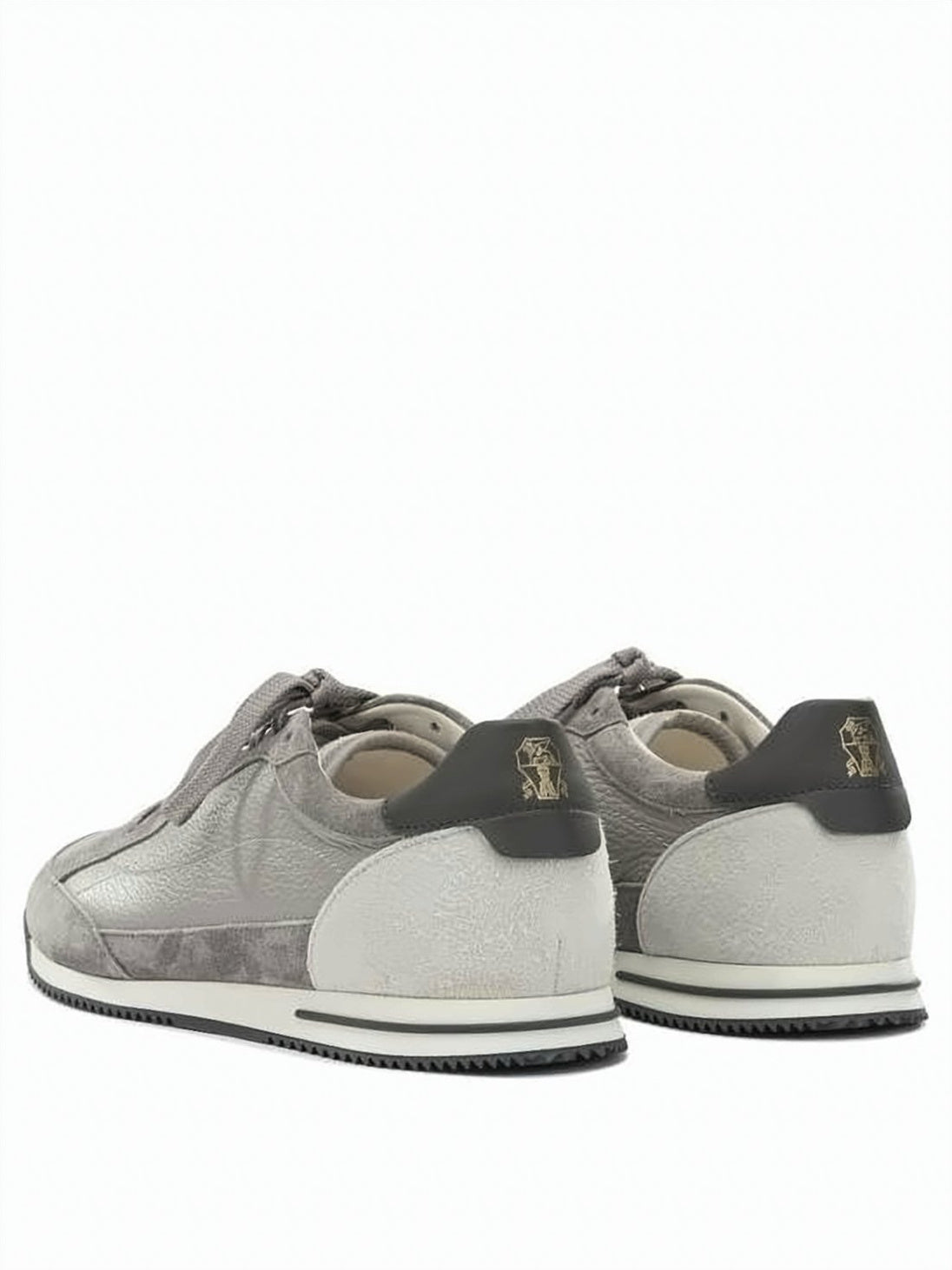 Deerskin and Suede Sneakers with Textured Panels