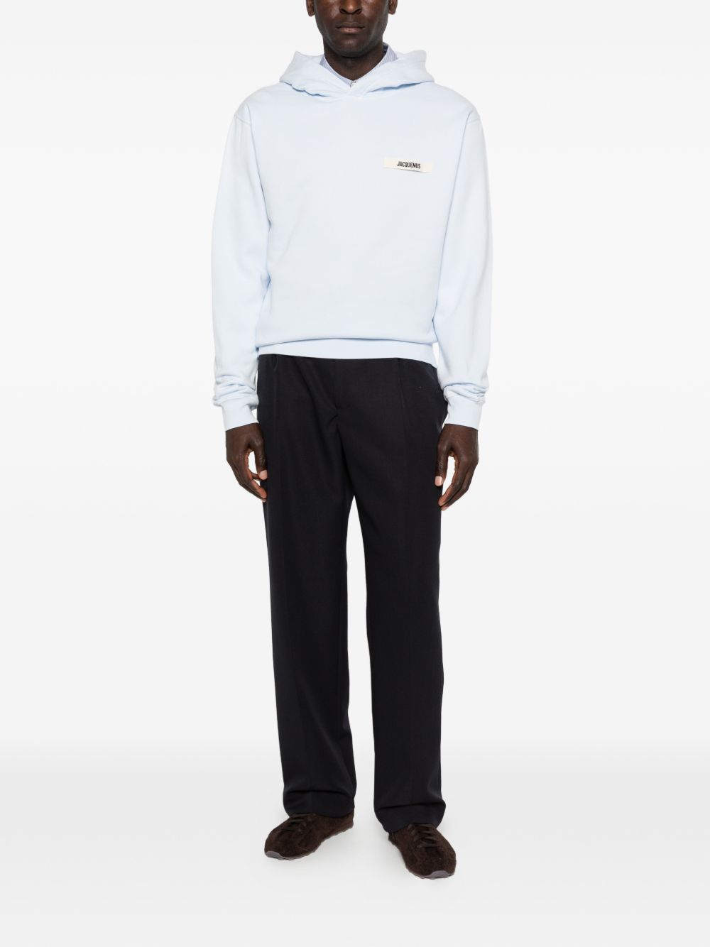 Light Blue Hoodie with Ribbed Trims