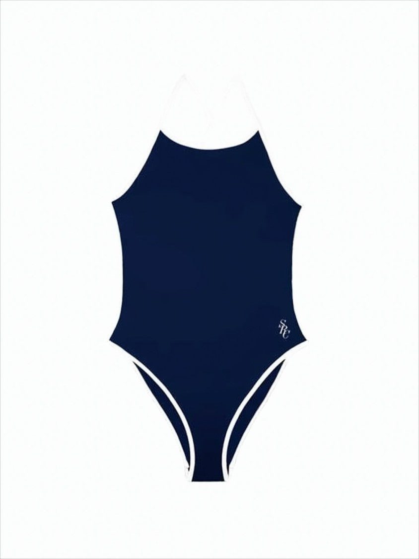 Fitted One-Piece Swimsuit with Crisscross Straps