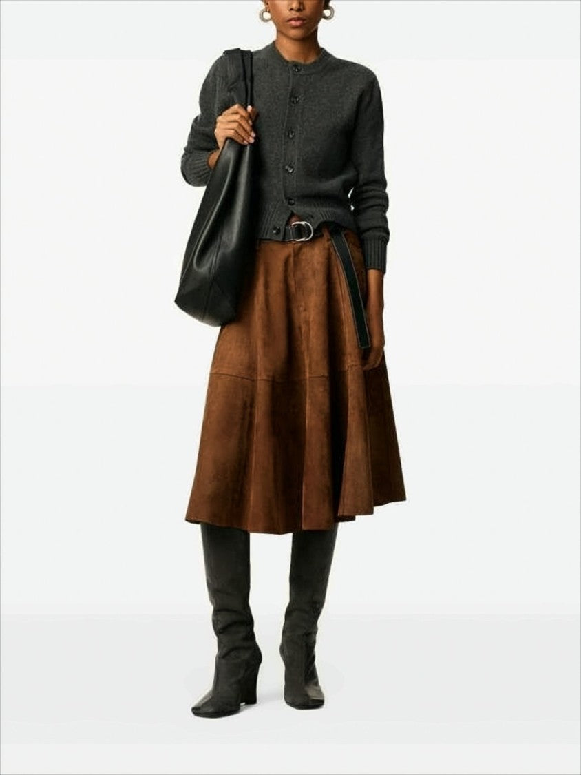 Cropped Cashmere-Wool Cardigan with Button Front