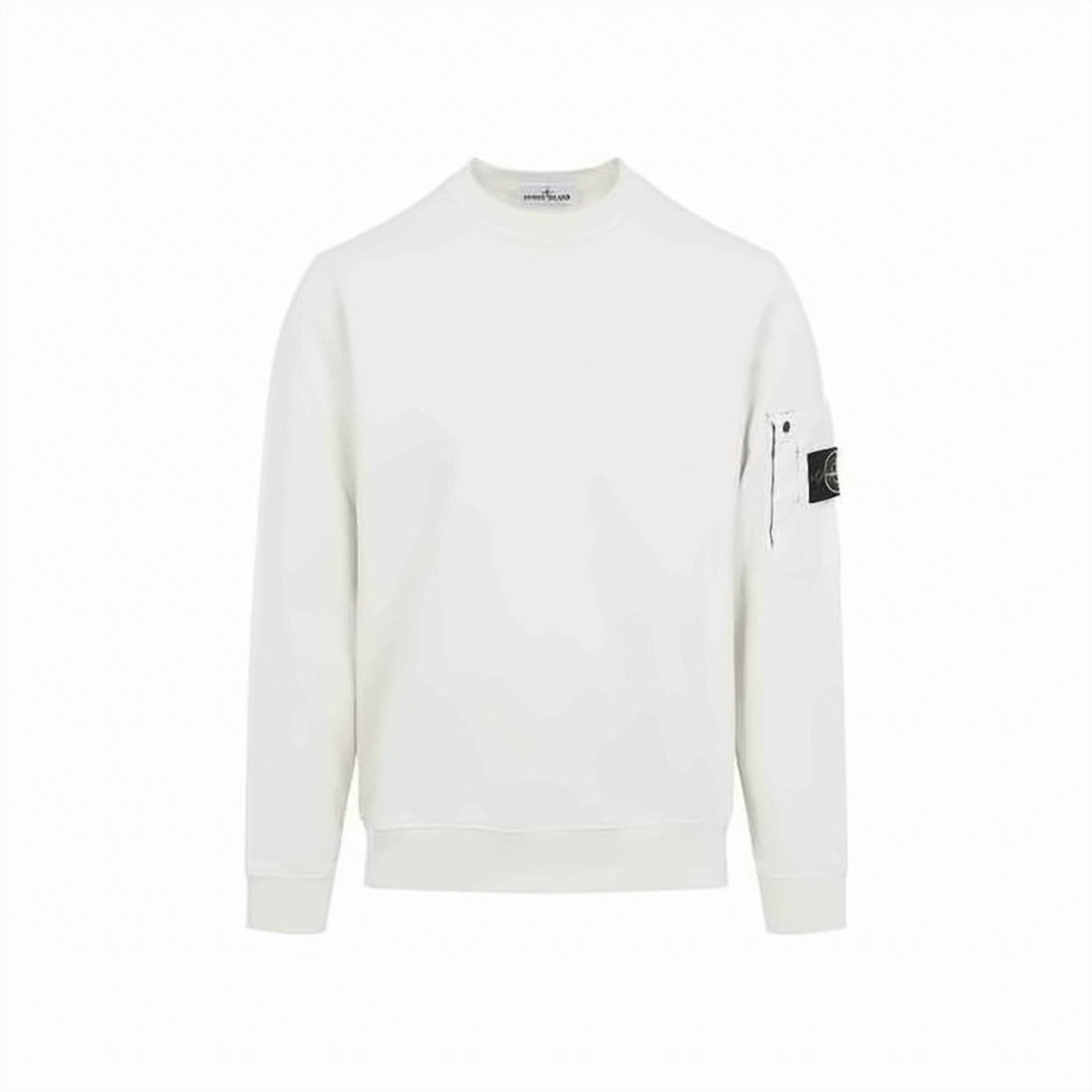 Cotton Fleece Crewneck Sweatshirt With Minimalist Design