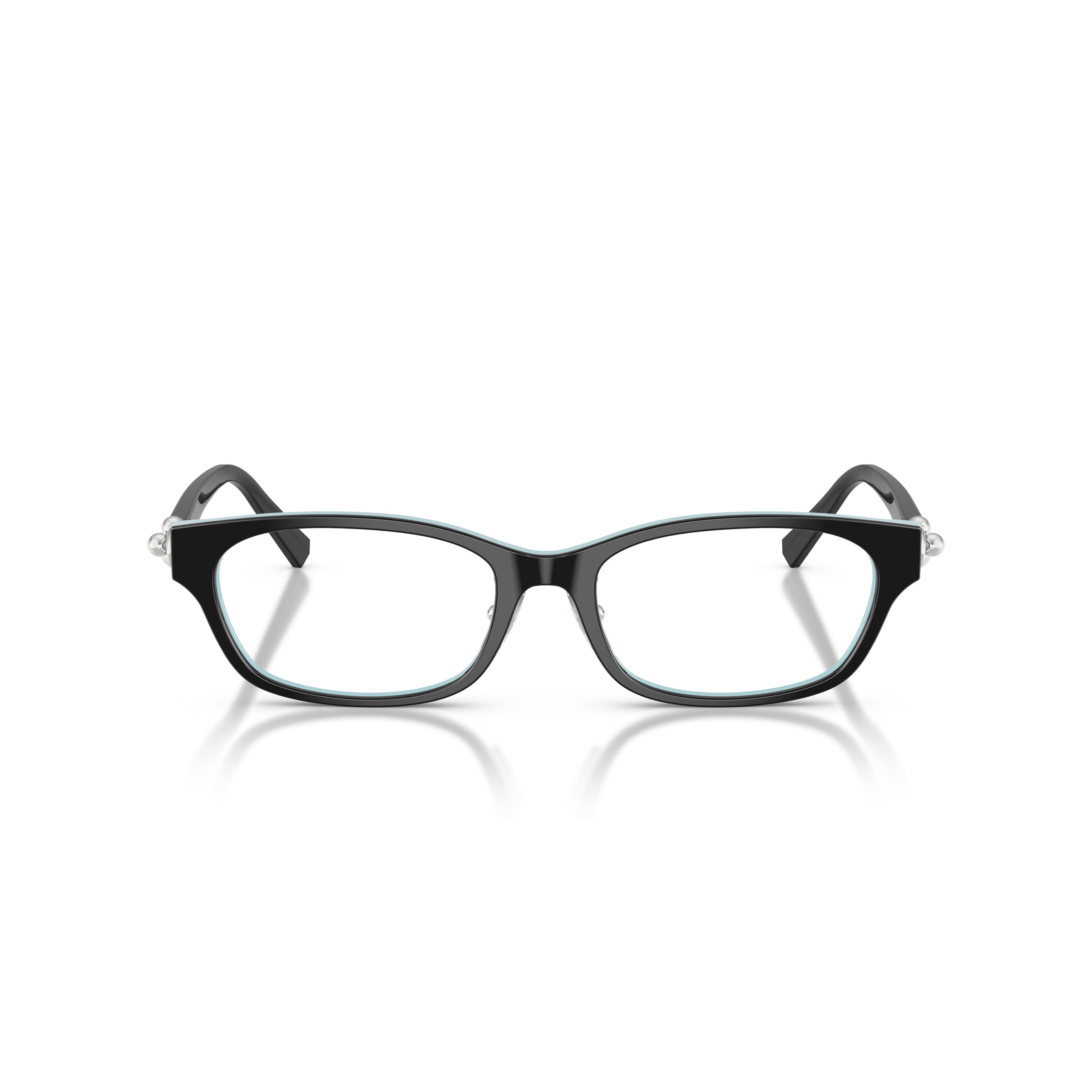 Rectangular Eyeglasses with Light Blue Detailing