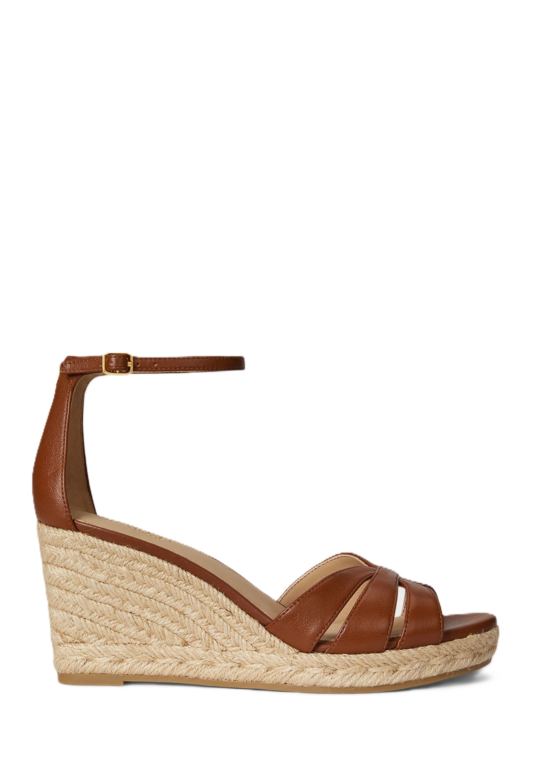 Brown Nellie Nappa Leather Wedge Espadrilles