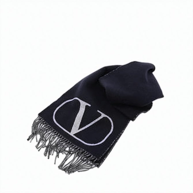 Fringed Logo Wool-Cashmere Scarf