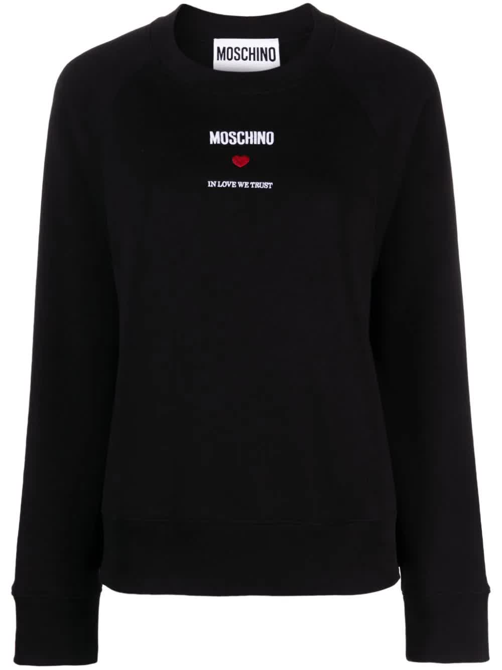 Black Relaxed Fit Cropped Cotton Logo Sweatshirt
