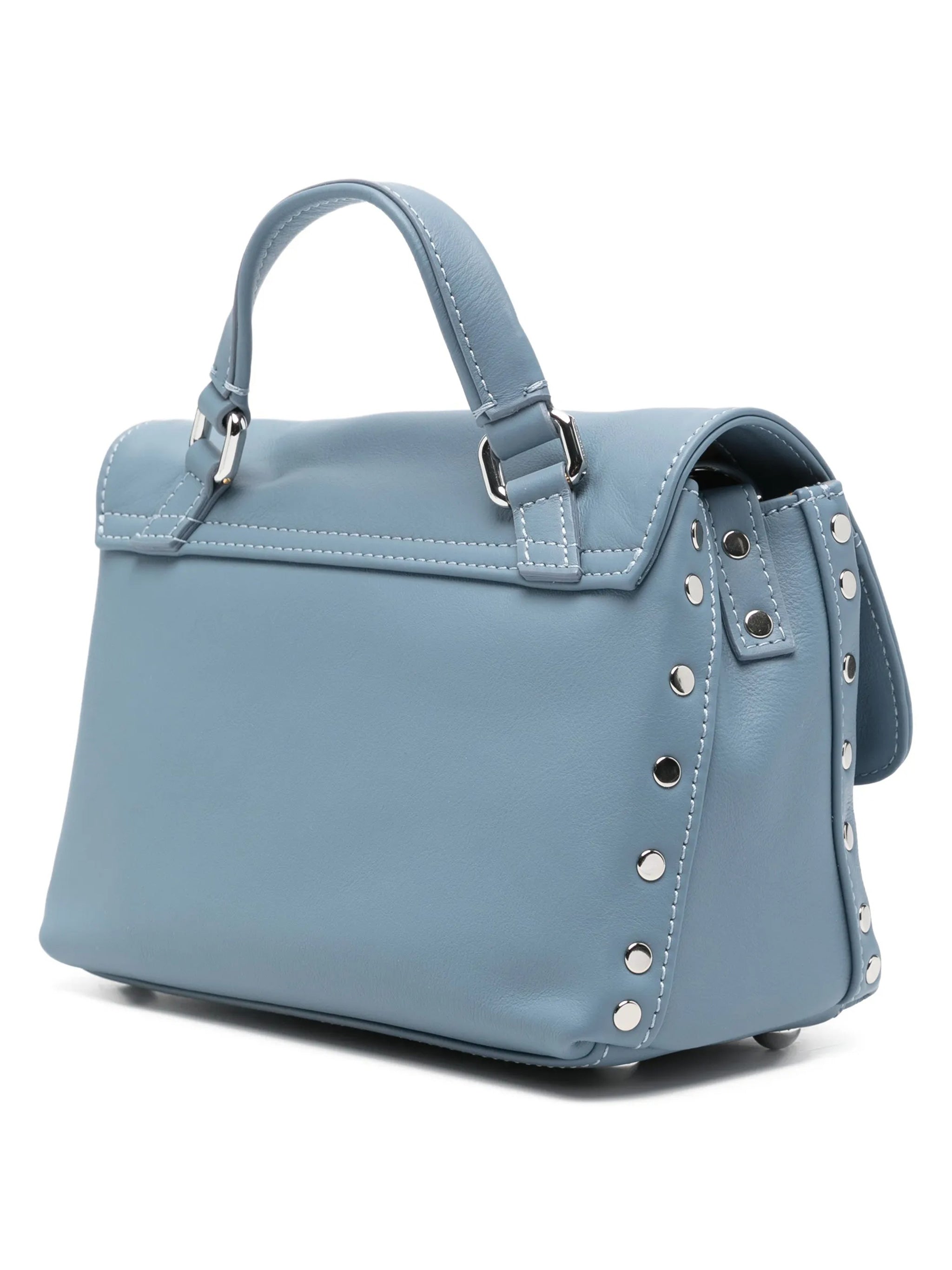 Muted Blue Postina Saeta Leather Handbag