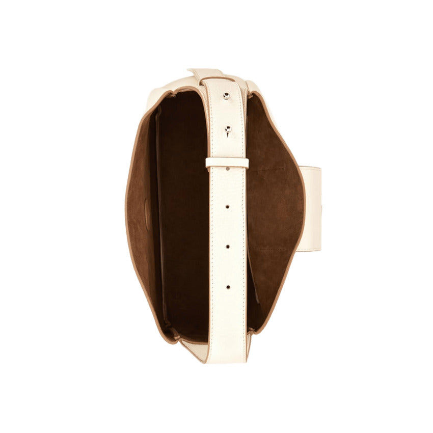 Ivory Hobo Bag with Flap Closure