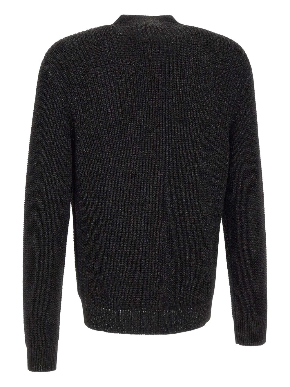 Ribbed Knit Cardigan With Button-Down Front