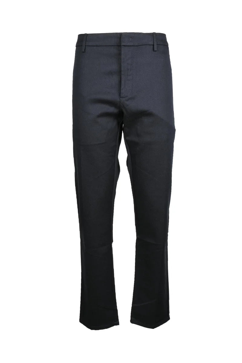 Wool and Cotton Trousers - Navy Blue