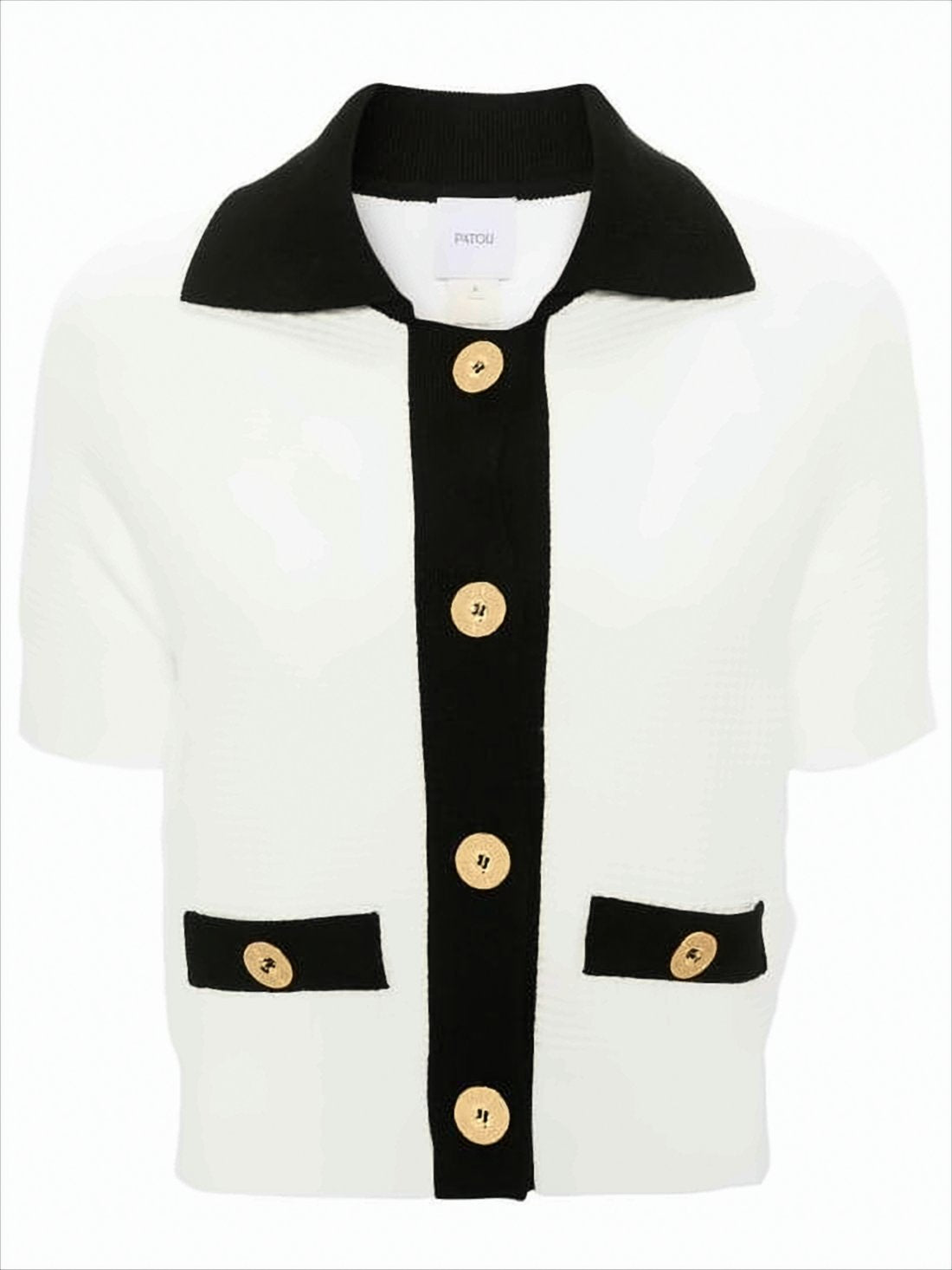 Textured Cropped Jacket with Gold Accents