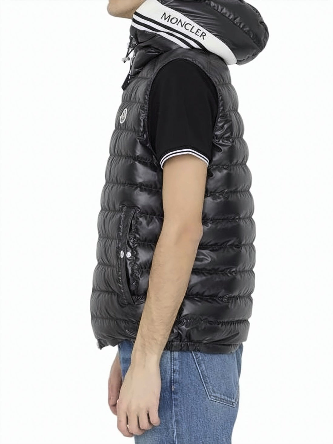 Horizontal Quilted Puffer Vest with Hood