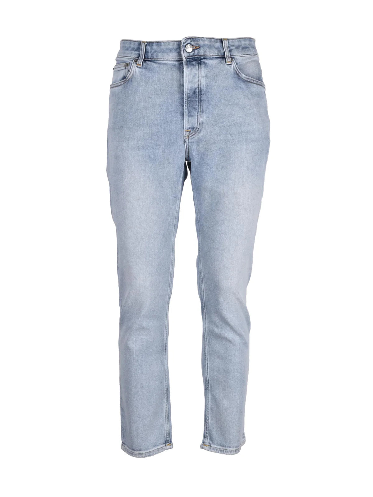 Light Blue Cotton Rubber Jeans