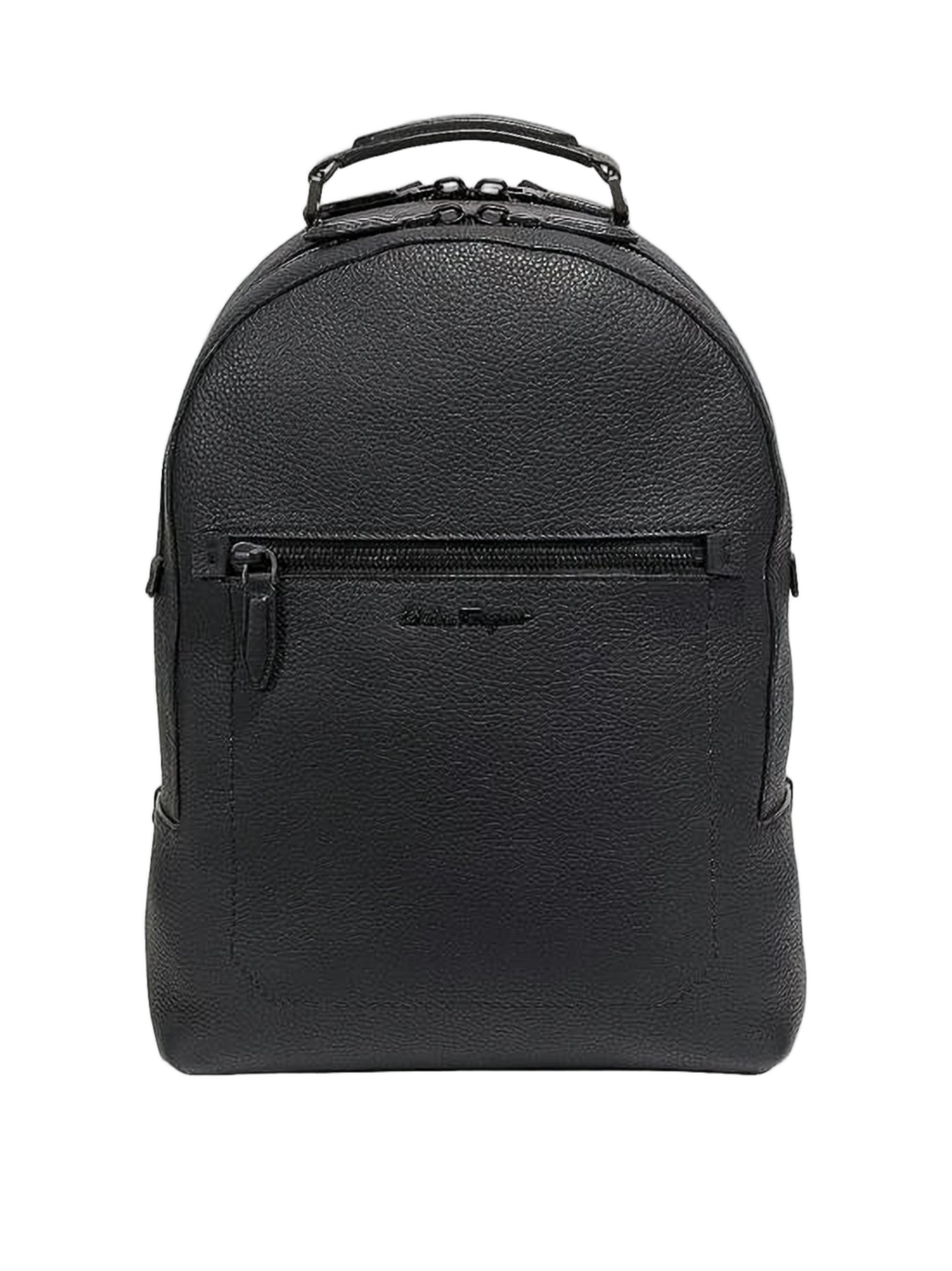 Structured Black Calfskin Leather Backpack