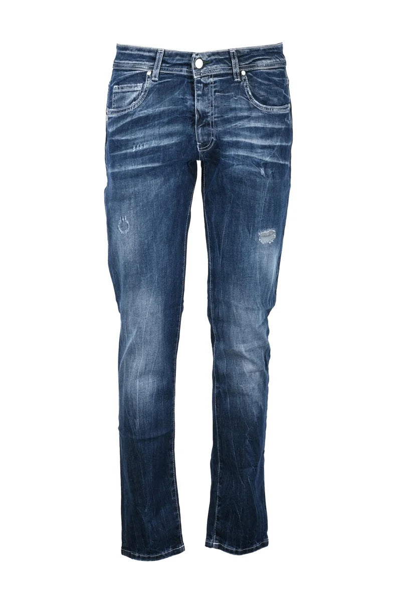 Blue Cotton Elastane Men Jeans