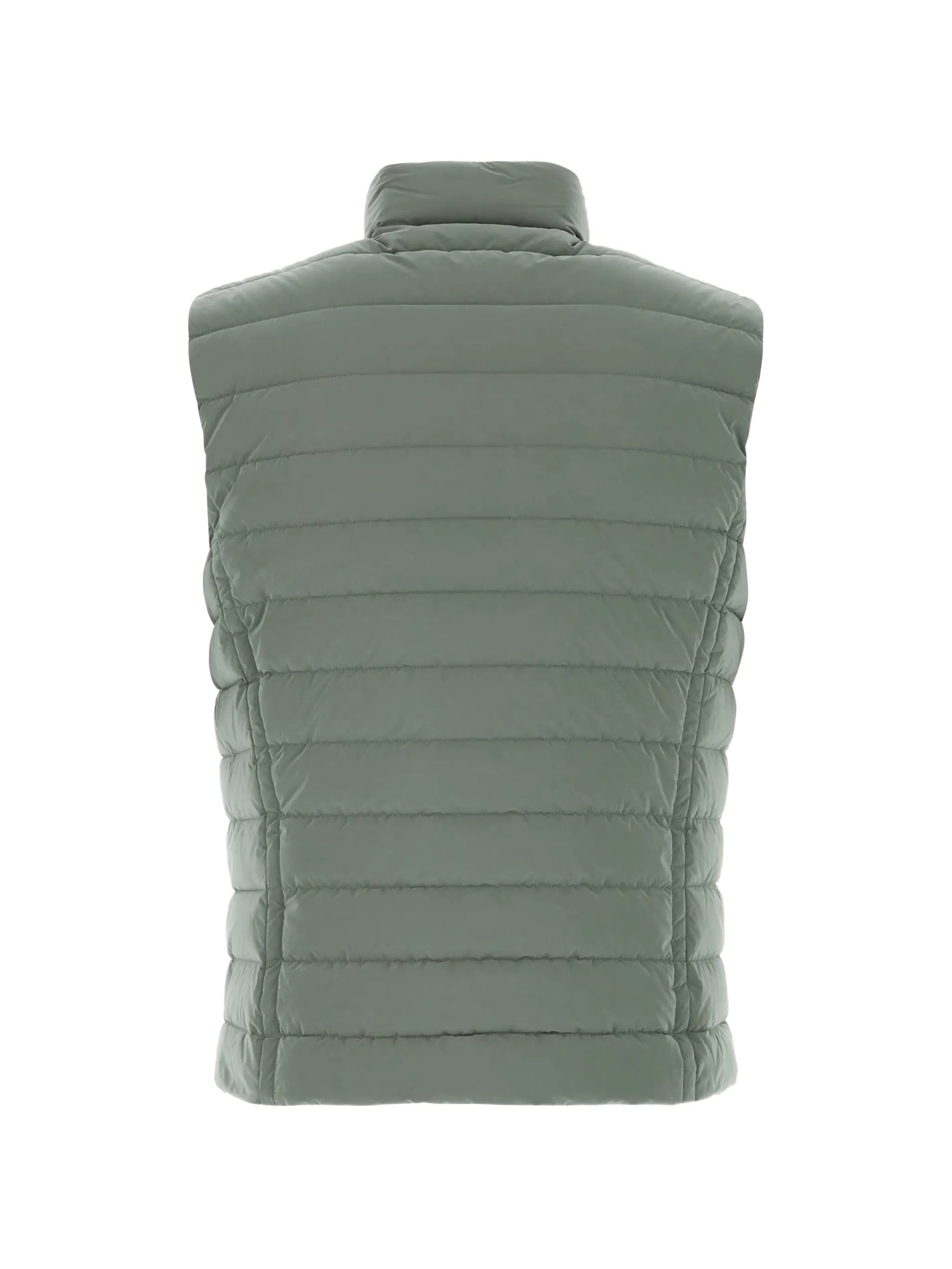 Sleeveless Padded Nylon Vest With High Collar
