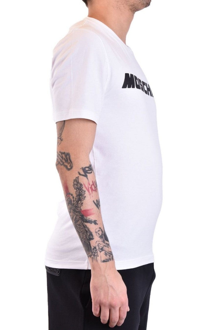 White Logo Print Cotton T-Shirt