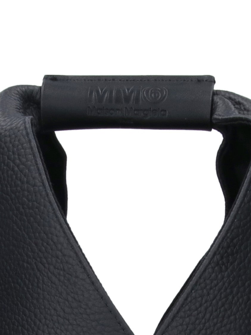 Black Hammered Leather Small "Japanese" Handbag