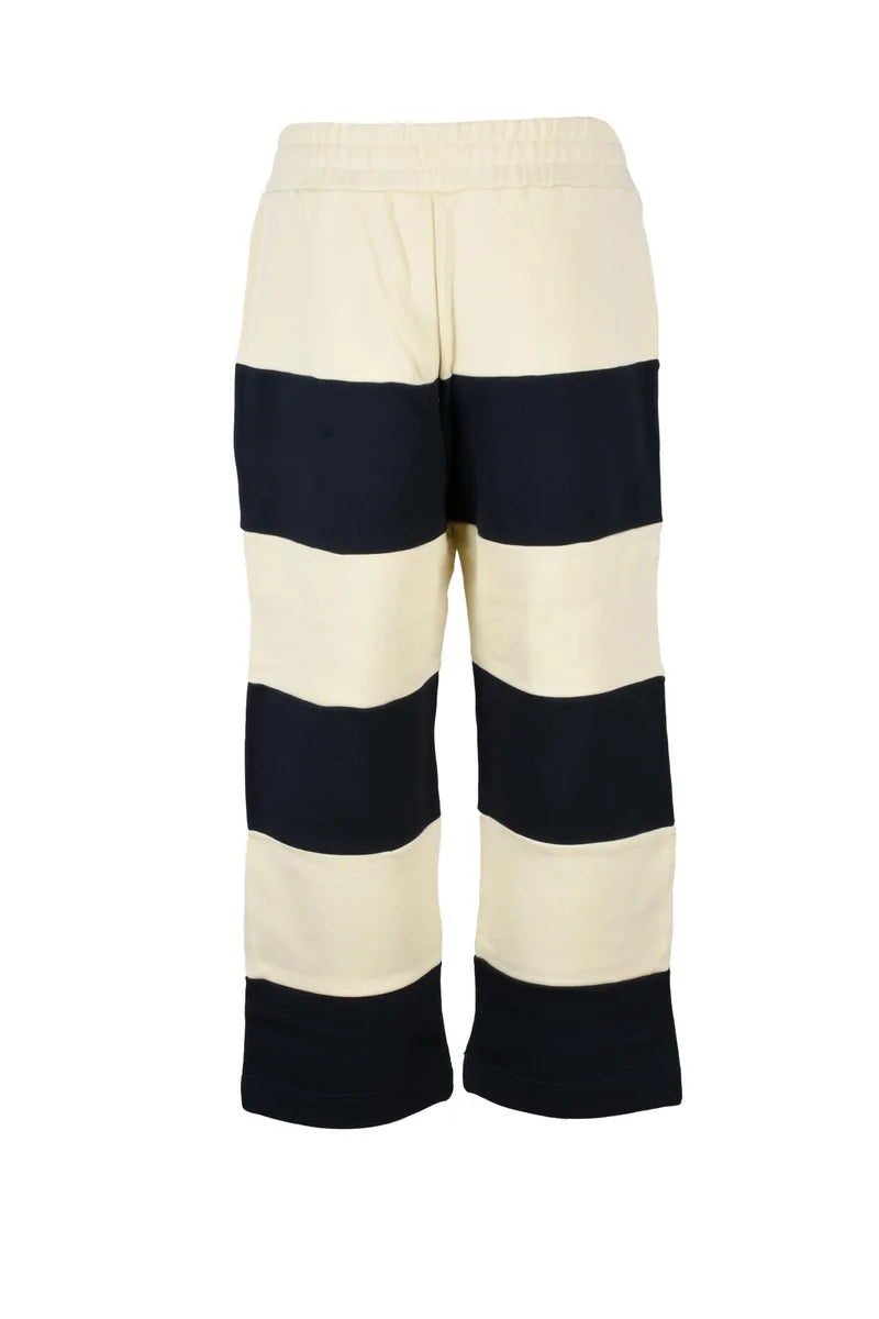 Cotton Trousers - Beige/Blue