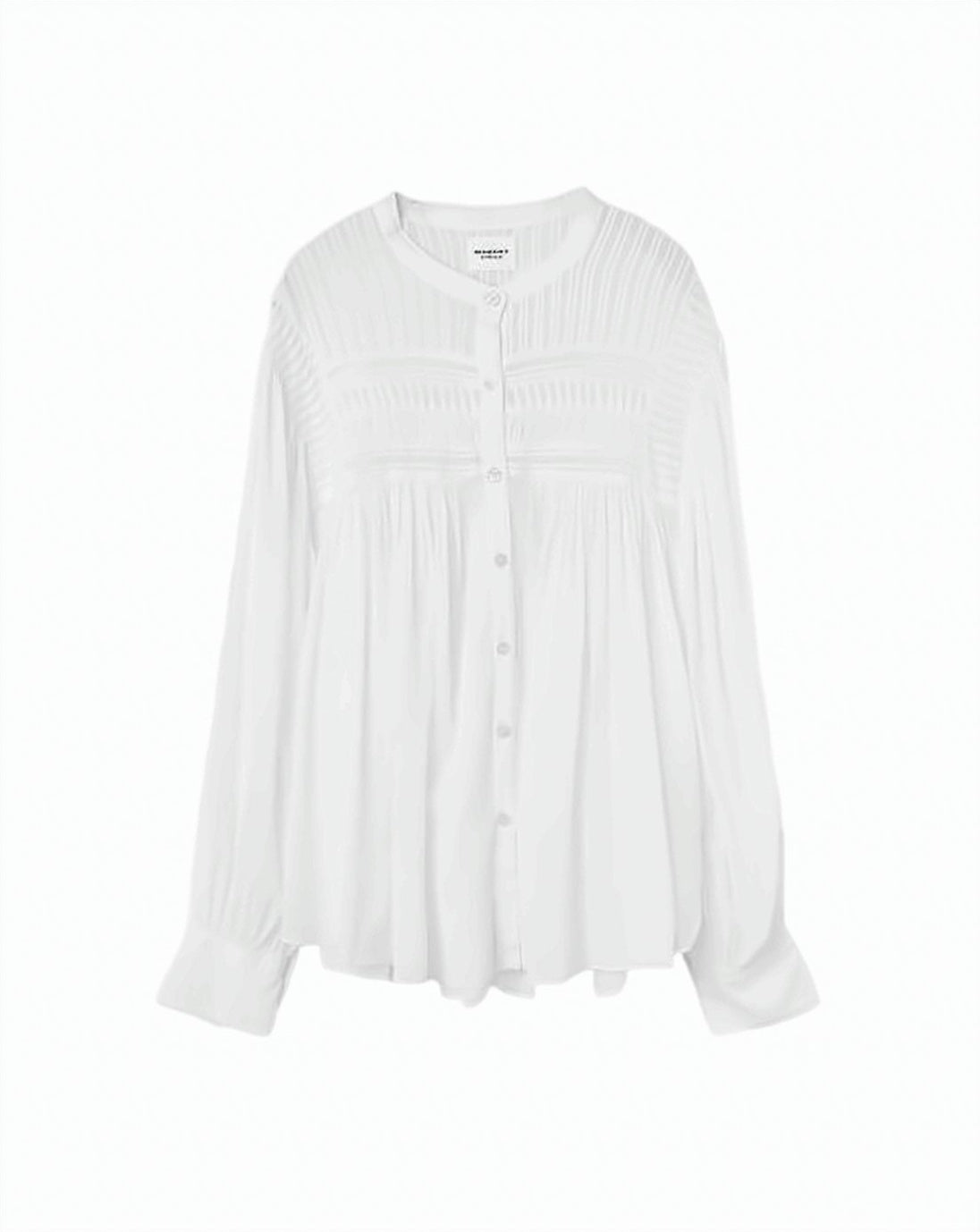 Textured White Oversized Shirt with Flared Cuffs