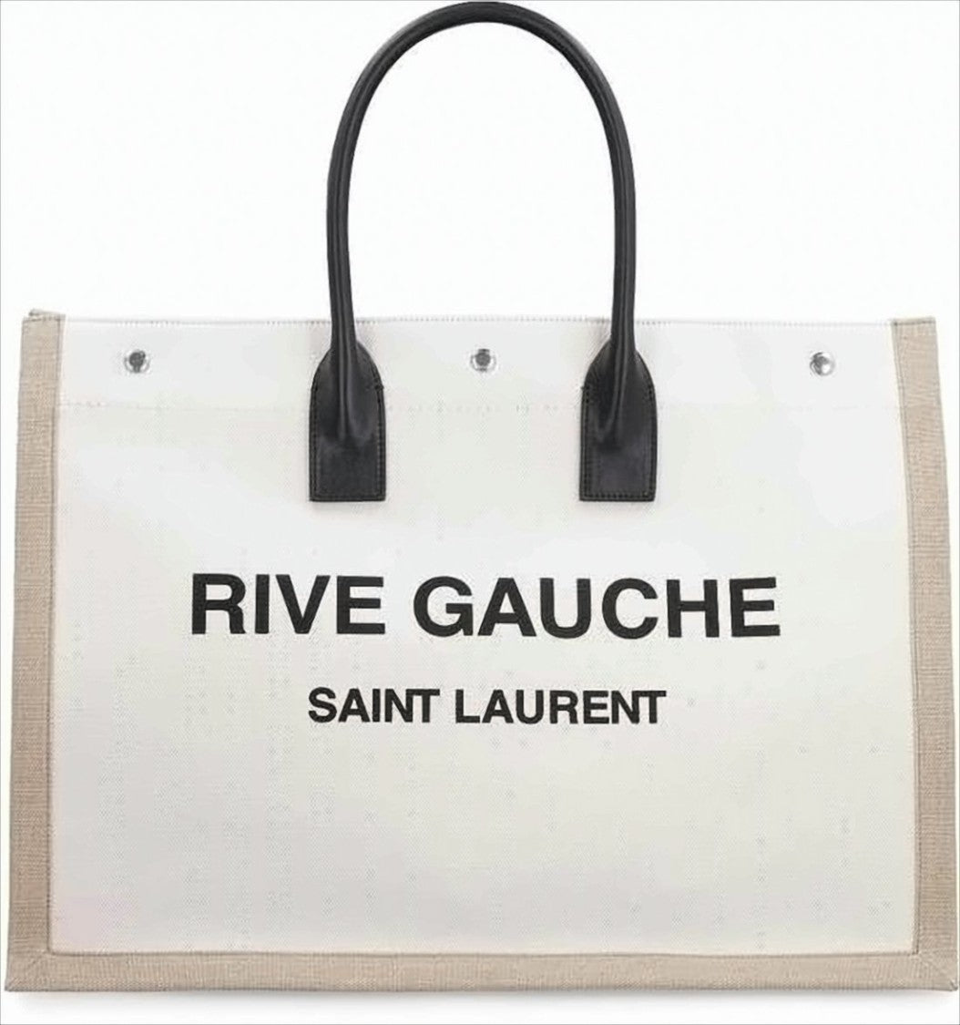 Spacious Rectangle Tote Bag with Leather Handles
