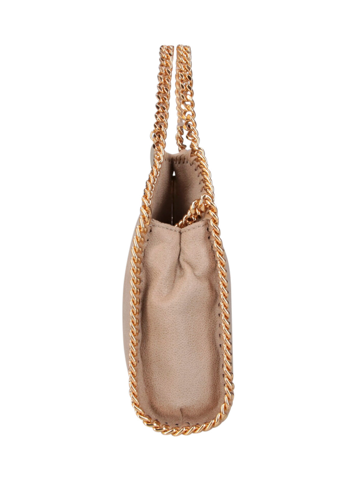 Beige Structured Gold-tone Chain Trim Handbag