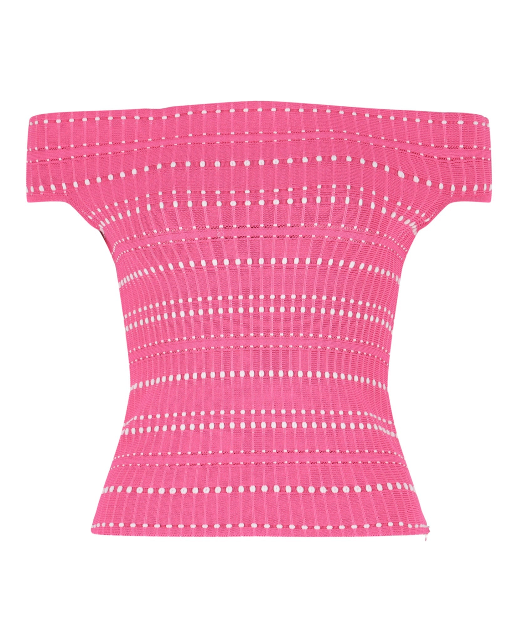Off-The-Shoulder Stitch Dot Crop Top