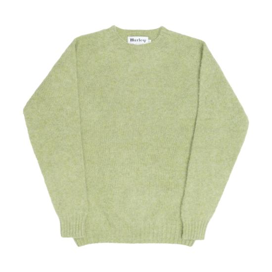 Light Green Wool Sweater With Classic Crew Neckline