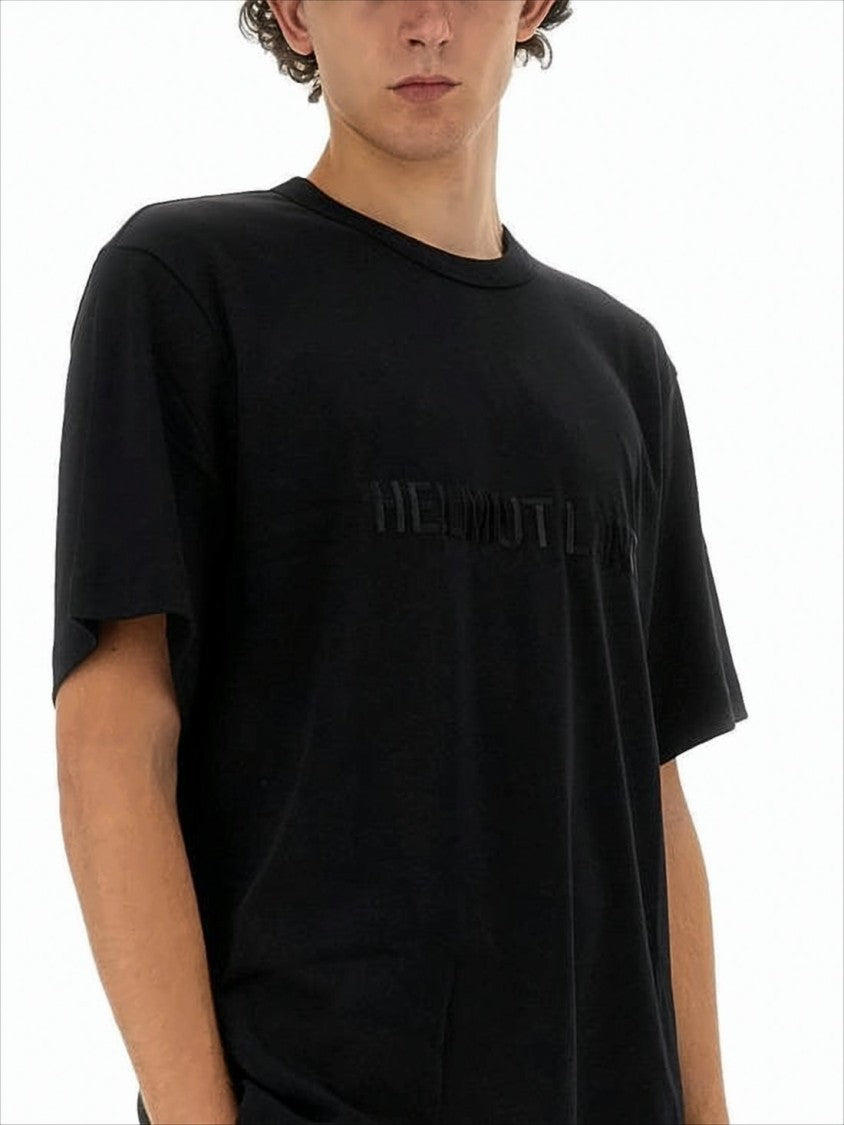 Short-Sleeve Black T-Shirt with Embossed Logo