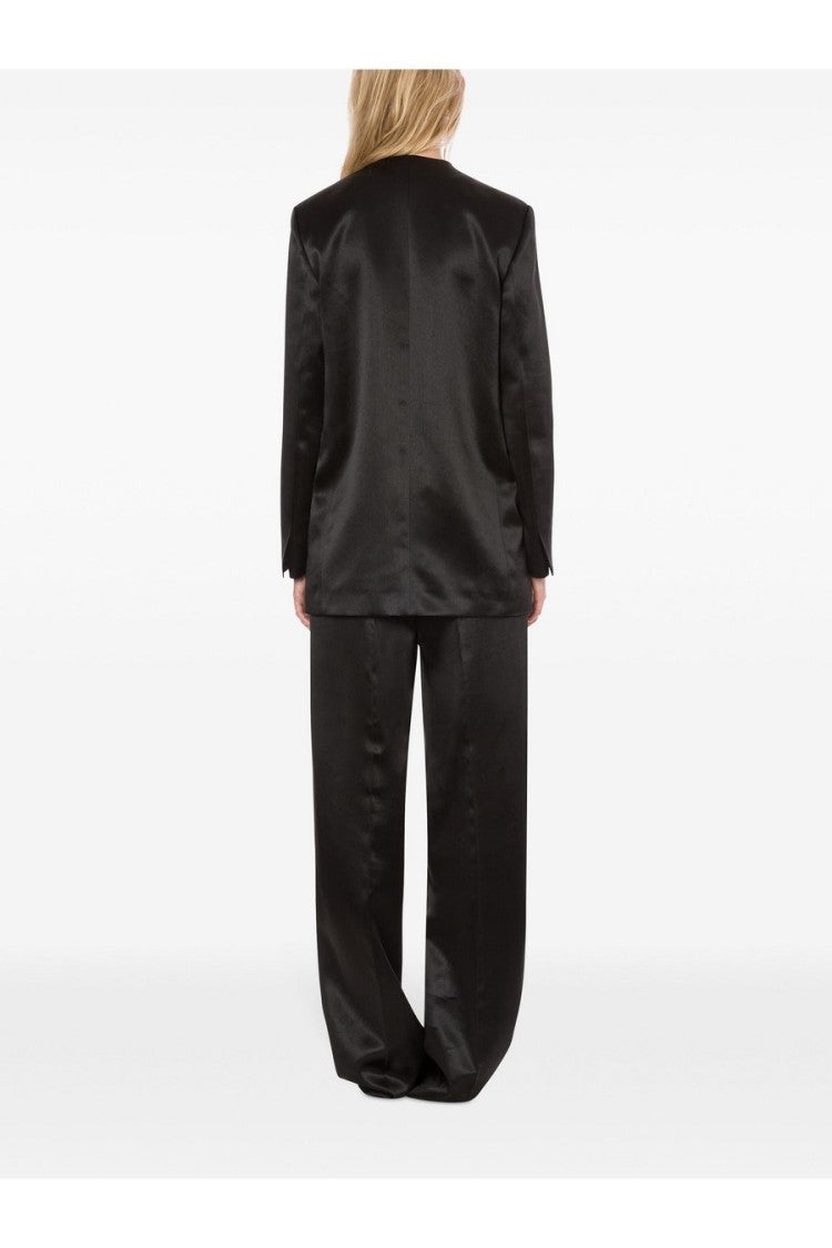 Double-Breasted Blazer With Structured Shoulders And Sheen