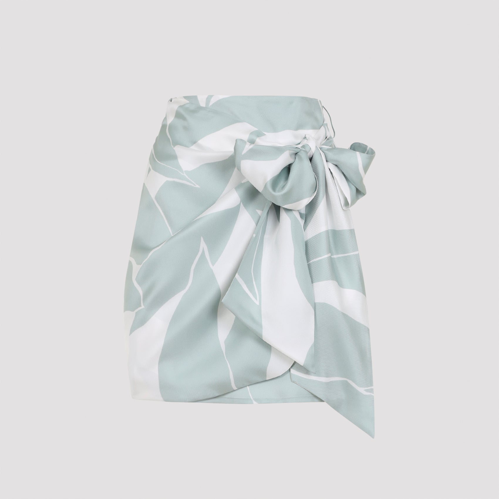 Silk Mini Skirt with Abstract Leaf Pattern