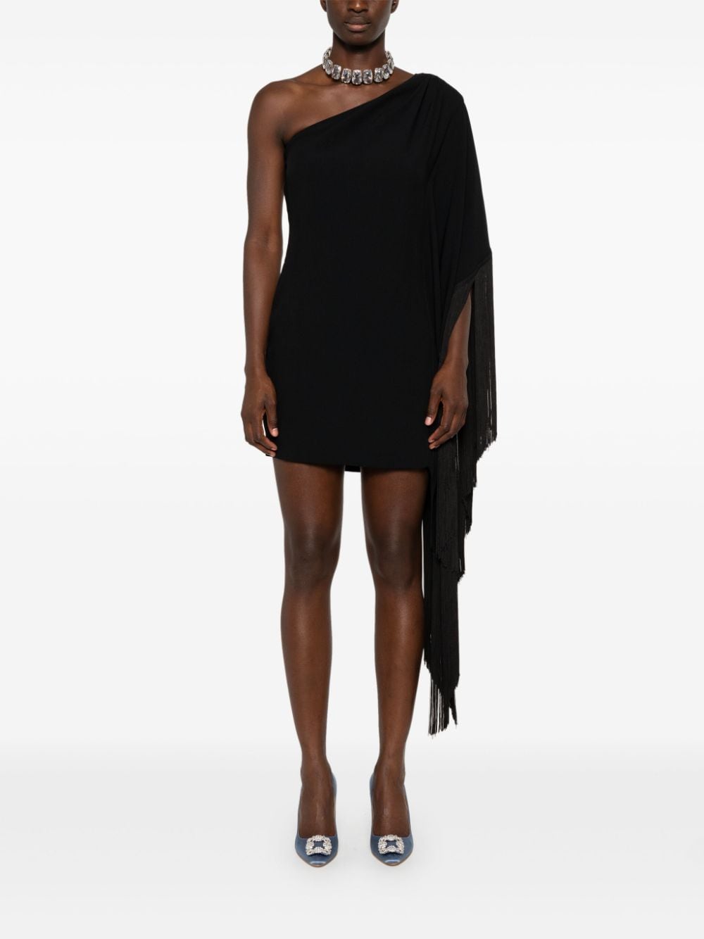 One-Shoulder Black Cady Dress