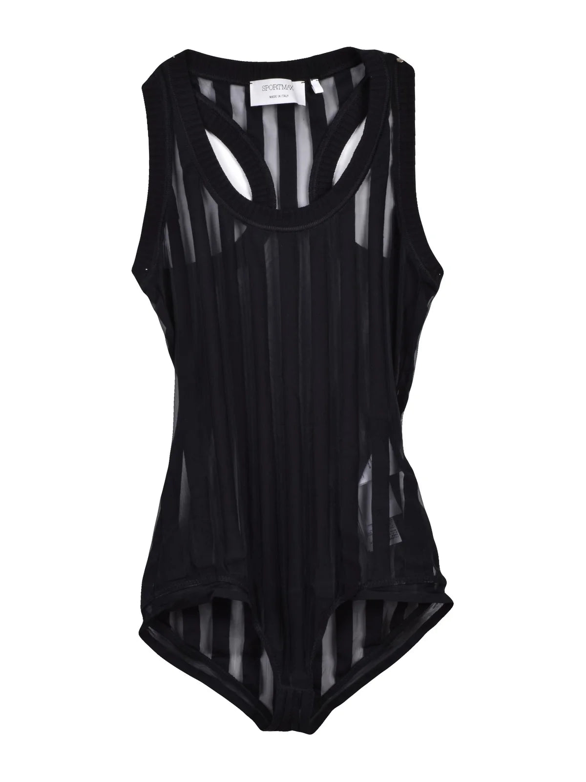 Sheer Striped Black Bodysuit