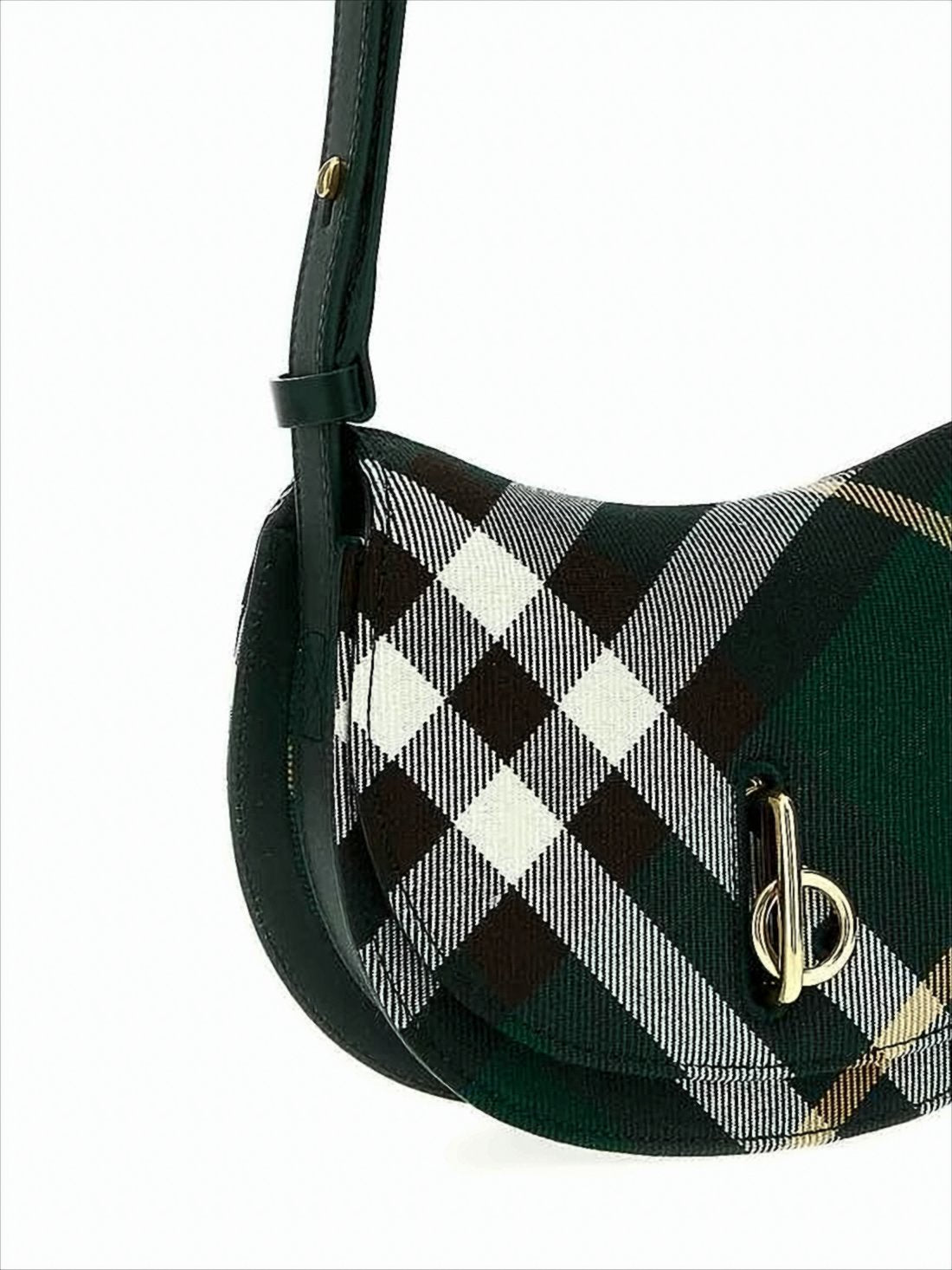 Curved Plaid Shoulder Bag