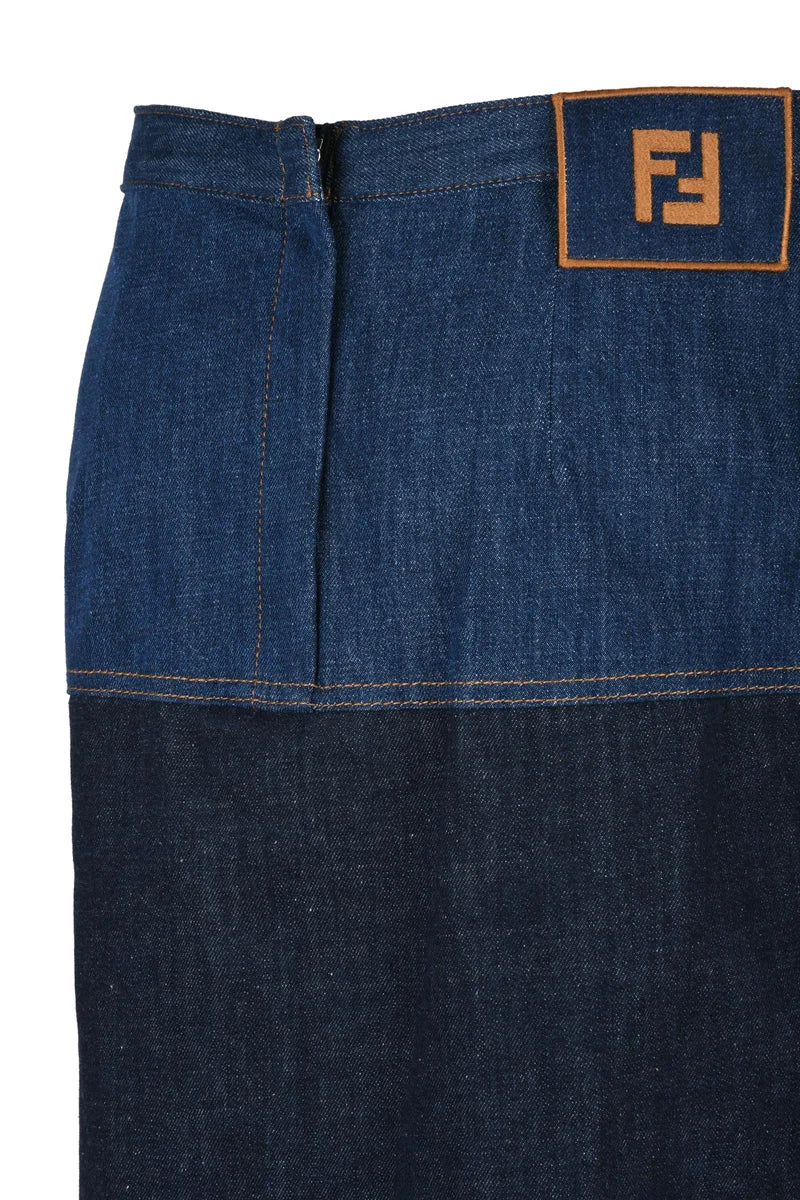 Denim Midi Skirt - Blue