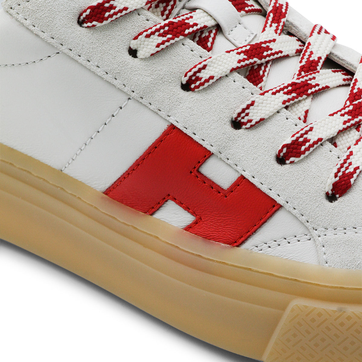 Skórzane sneakersy z czerwonymi akcentami