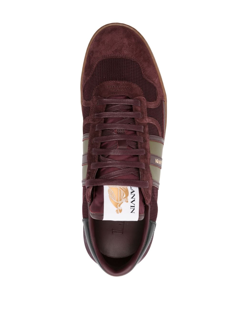 Bordeaux Red and Olive Green Calf Leather Sneakers