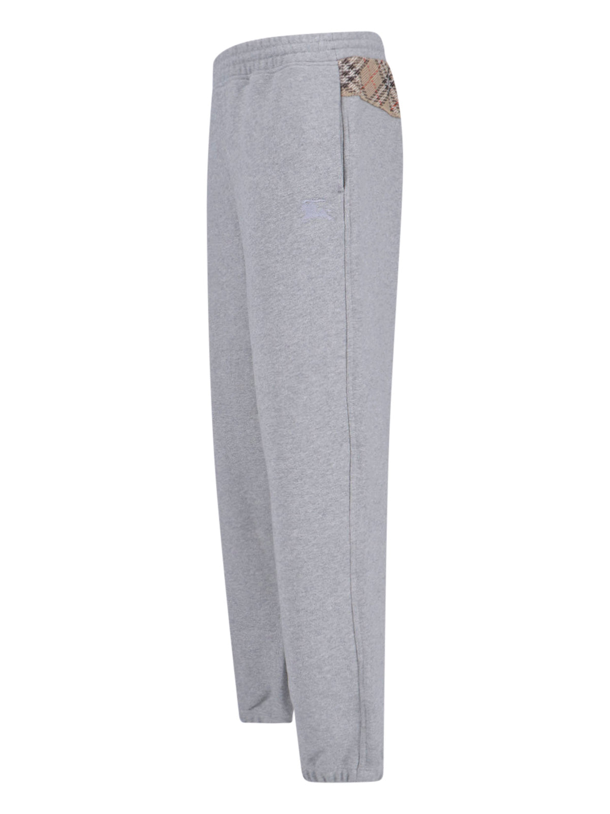 "Check" Tracksuit Bottoms In Grey Cotton