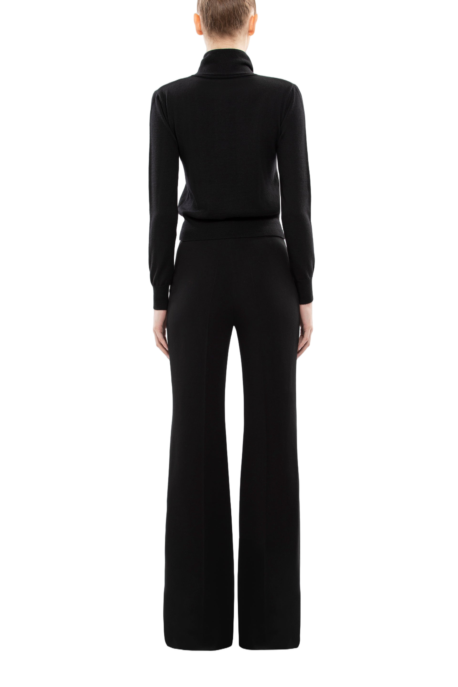 Jet Black Crepe Straight-Cut Pants