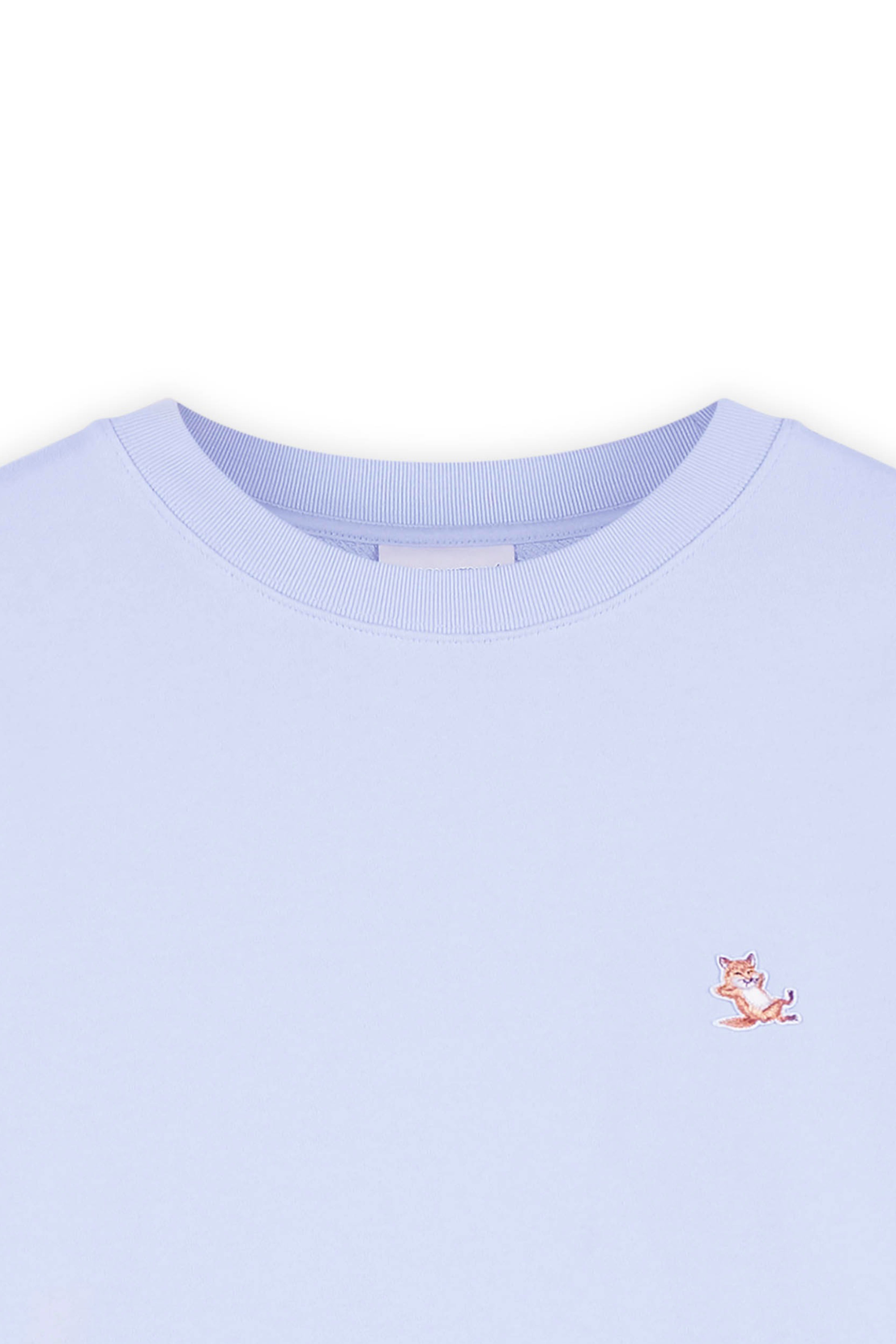 Light Blue Long-Sleeve Crewneck Sweatshirt With Embroidered Fox Logo